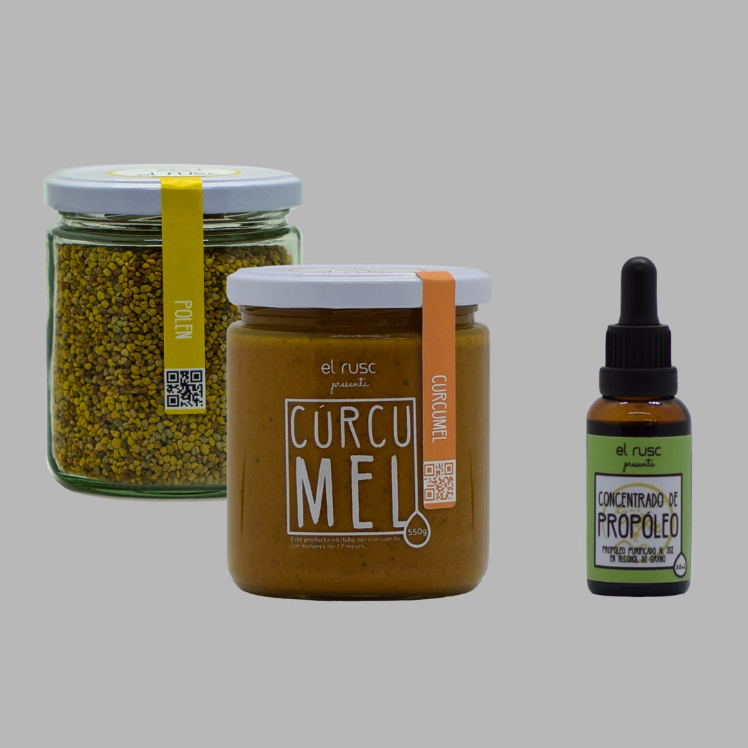 PACK Polen 250g + Curcumel 550g + concentrado de propóleo 20%