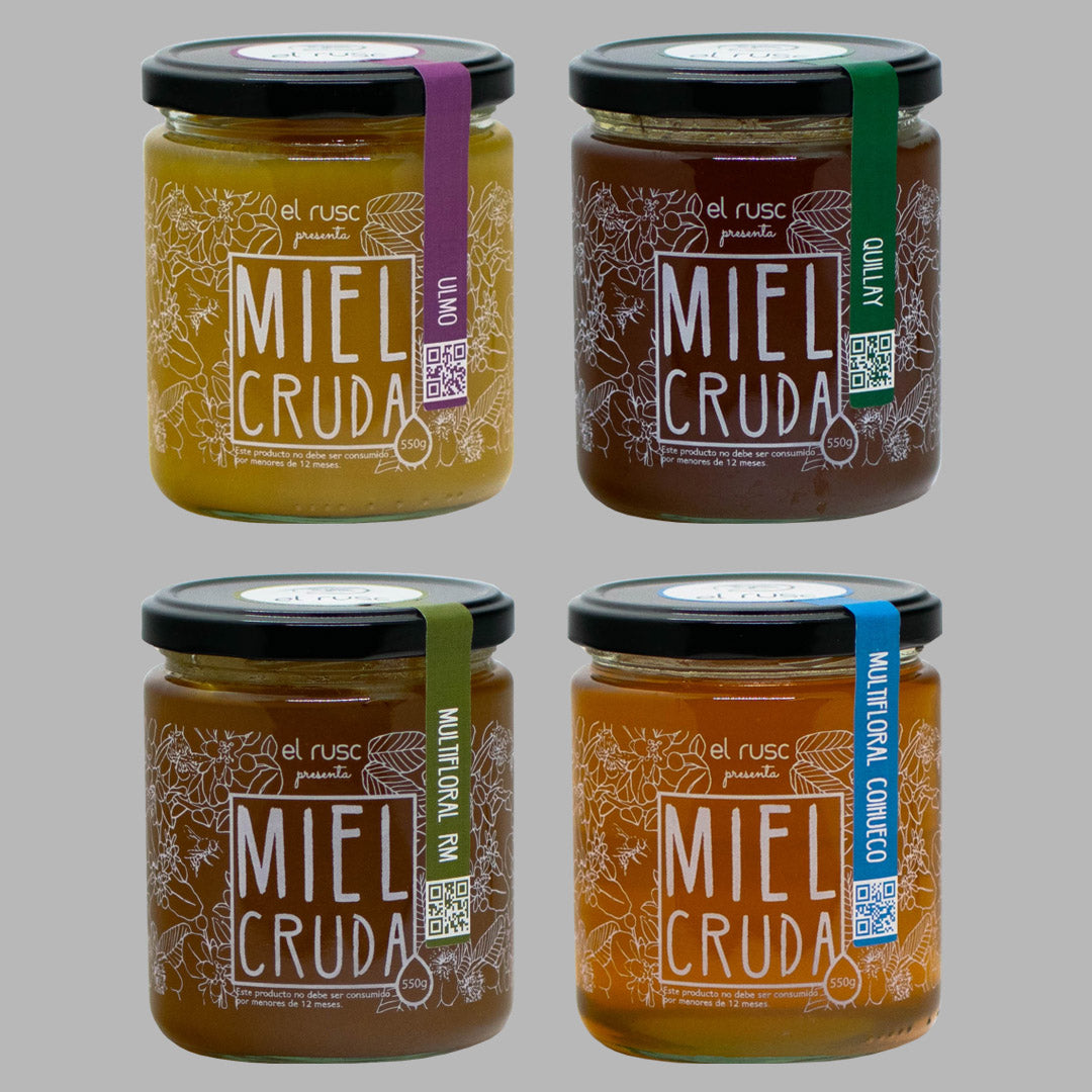 PACK 550g x4 - Miel Quillay + Miel Ulmo + Multifloral Coihueco + Multifloral RM