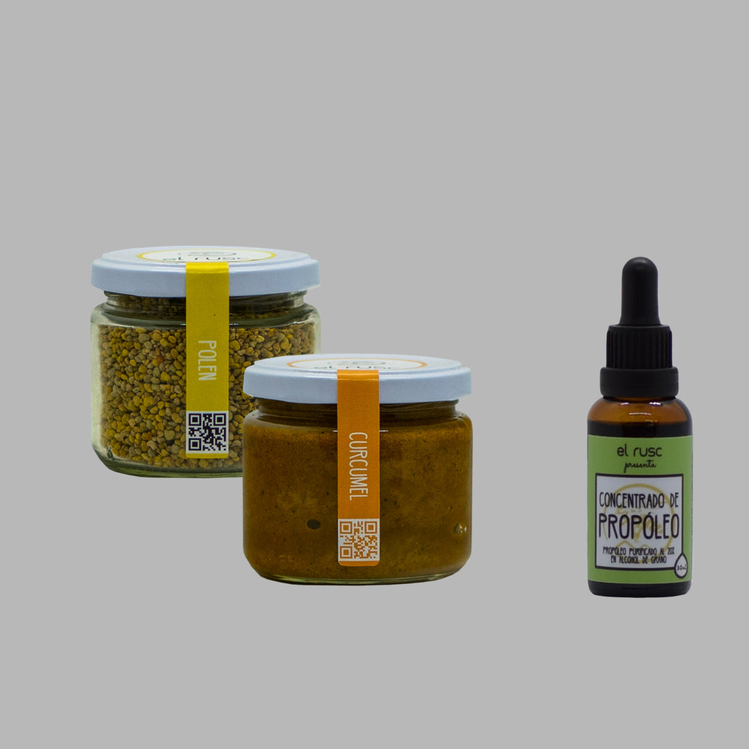 PACK Polen 120g + Curcumel 250g + concentrado de propóleo 20%